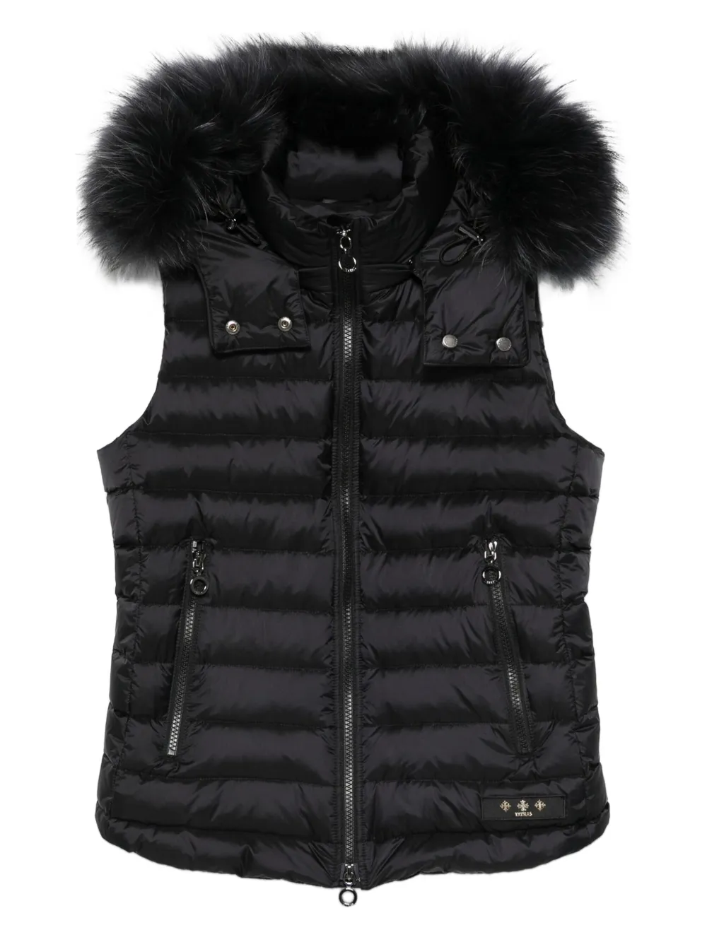 fur-trimmed hooded gilet