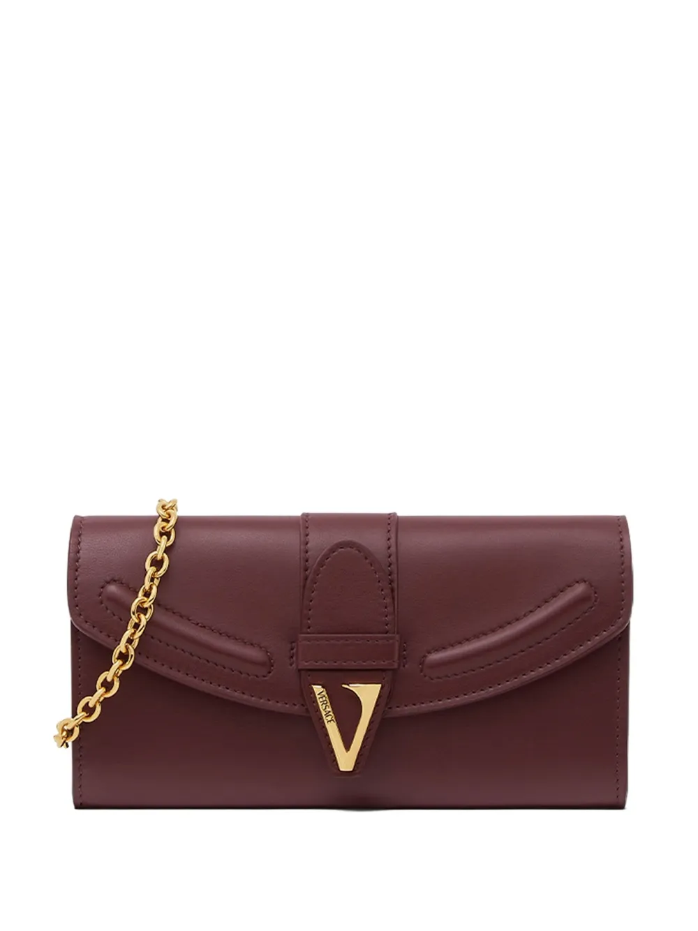 Versace Logo-detail Leather Clutch In Red