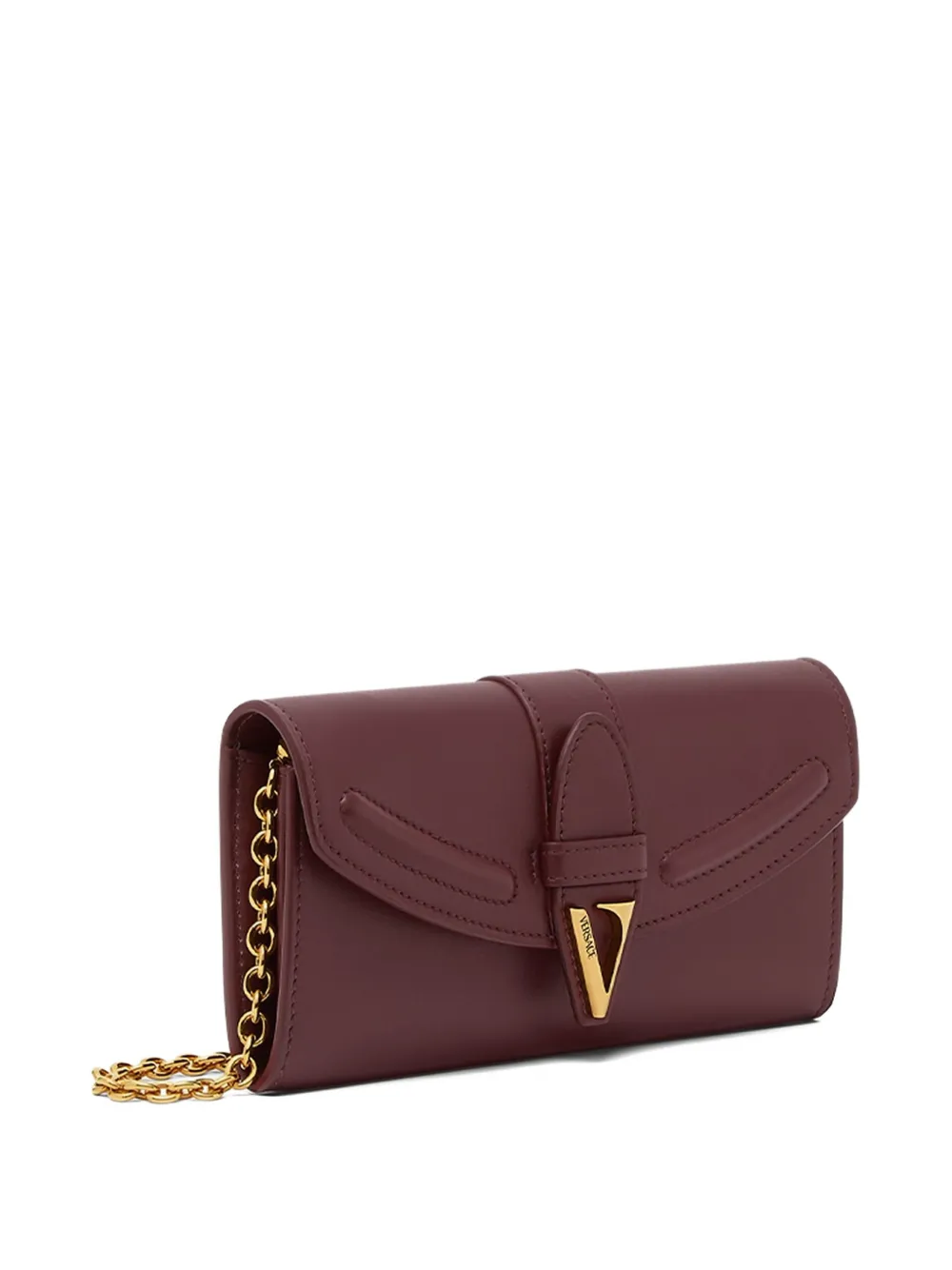 Versace Logo-detail Leather Clutch In Red