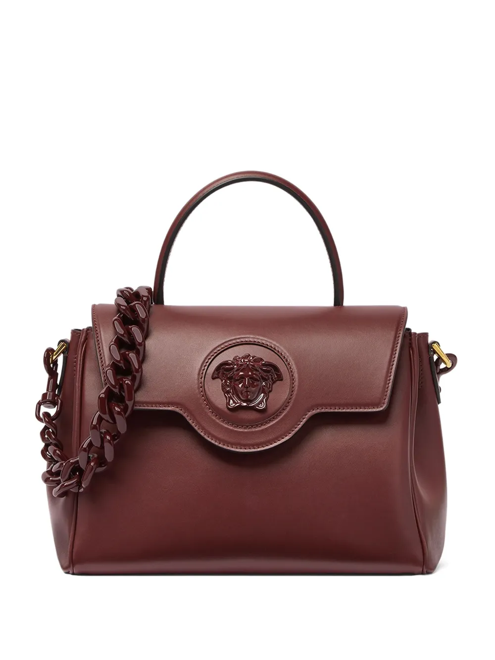 Versace La Medusa-embellished Top-handle Tote Bag In Red
