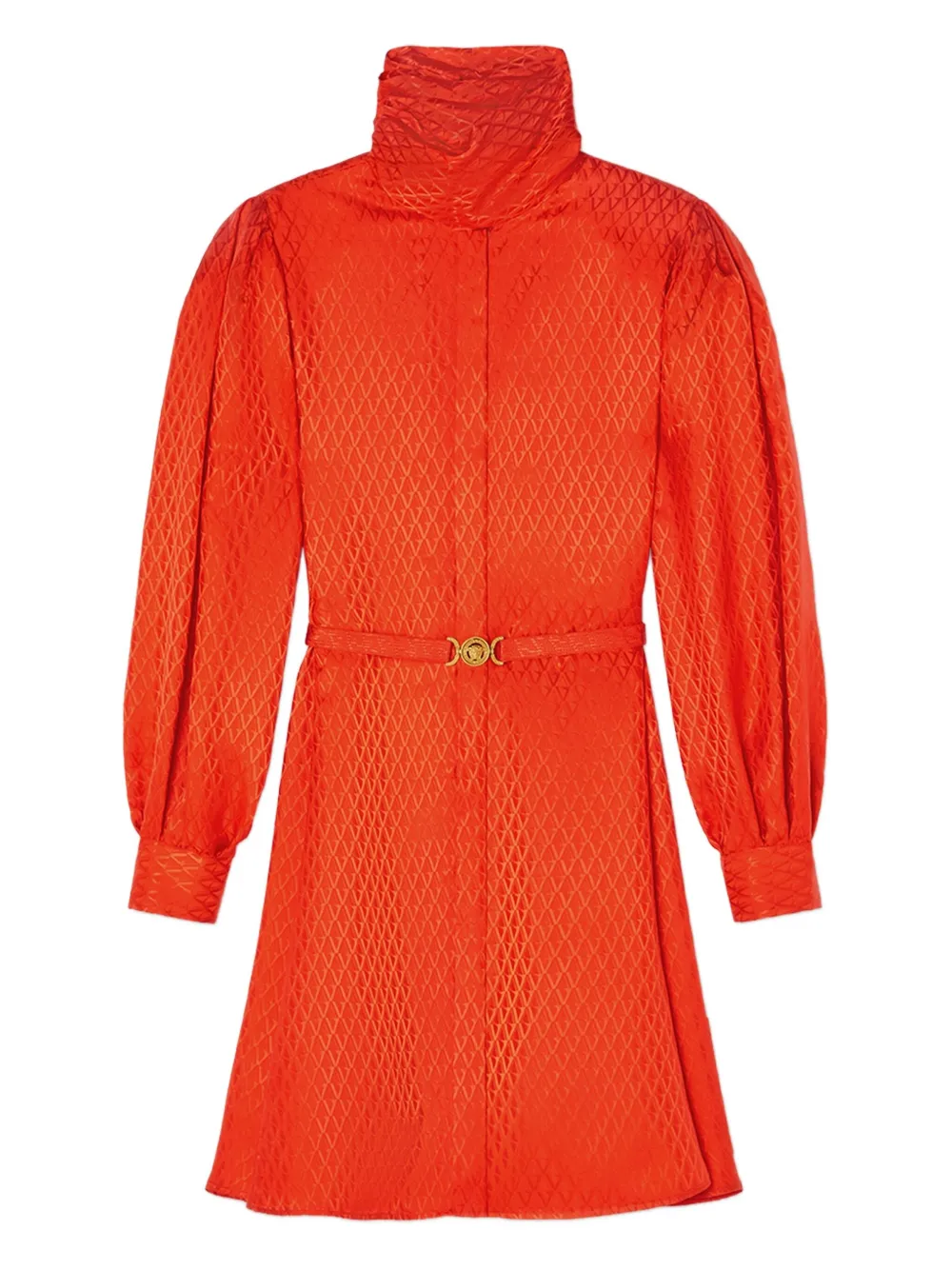 Versace geometric-pattern belted dress Rood