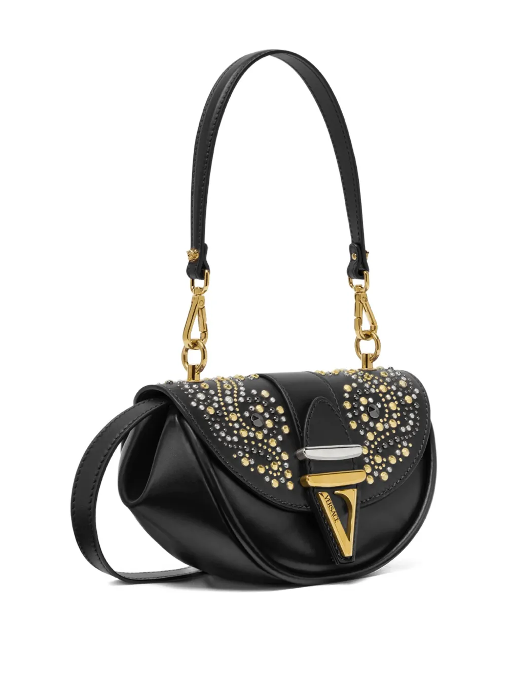 Versace Shoulder Bag Black With Studs In Black