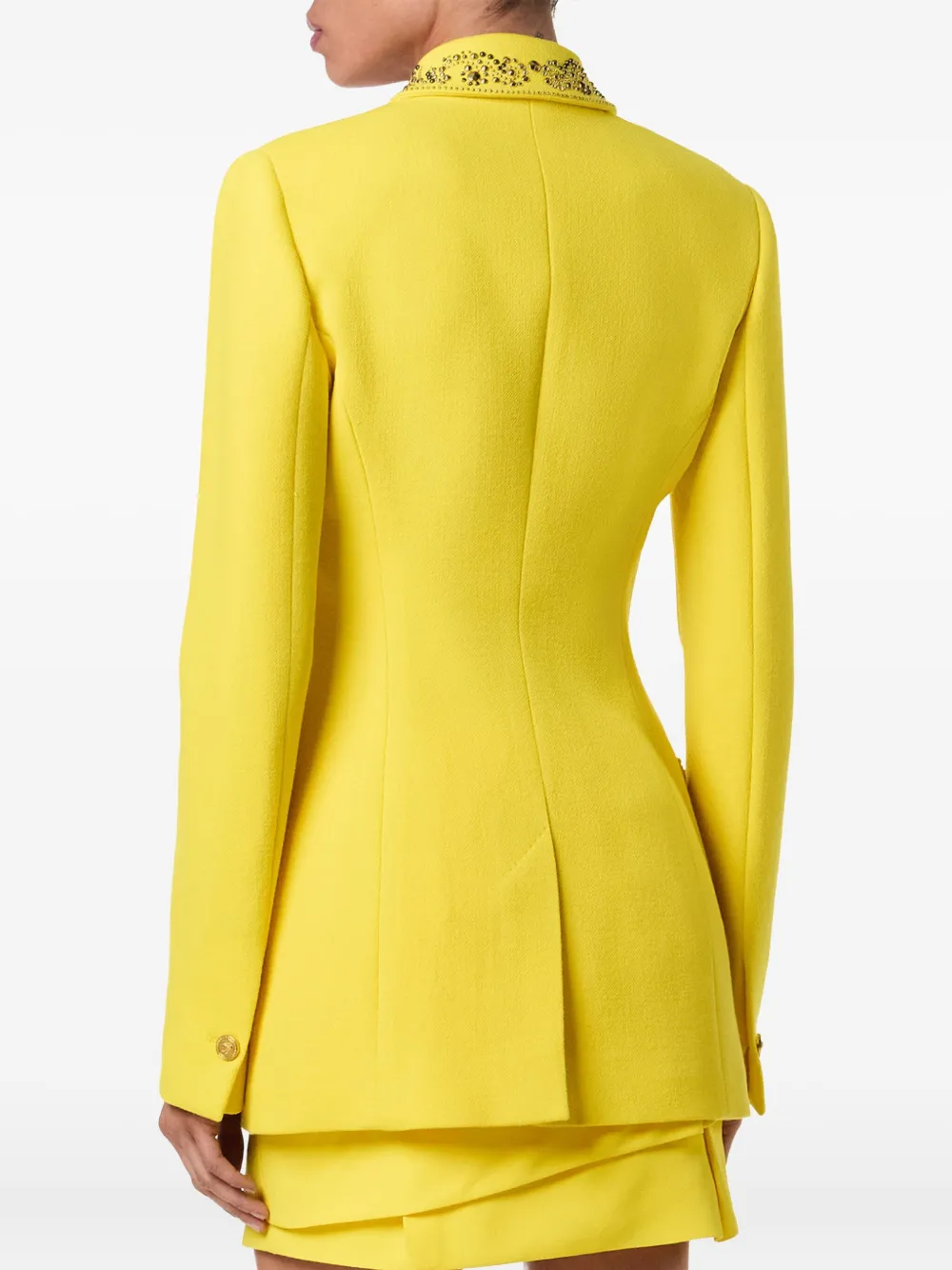 Versace Tailored Wool Crepe Jacket In Yellow