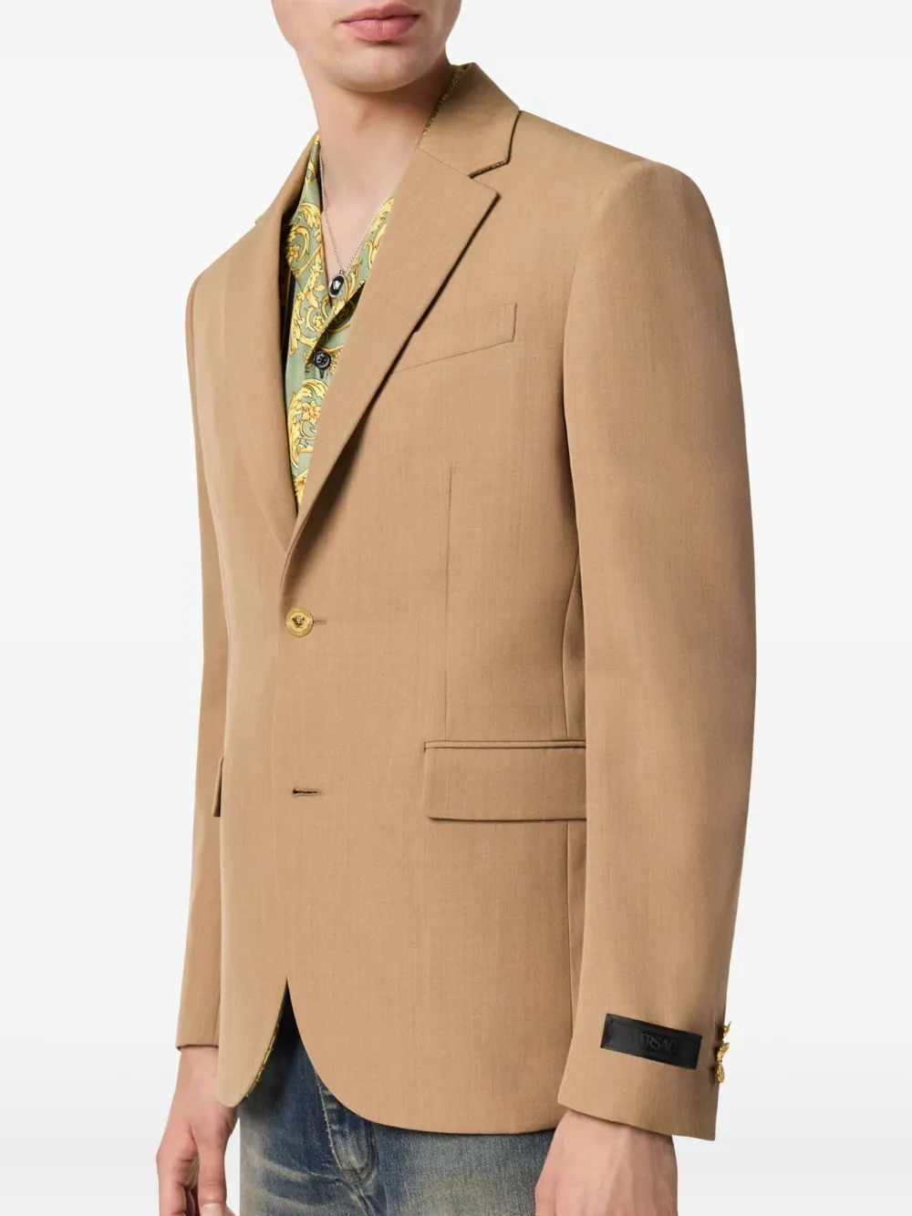 Versace Blazer met enkele rij knopen Beige