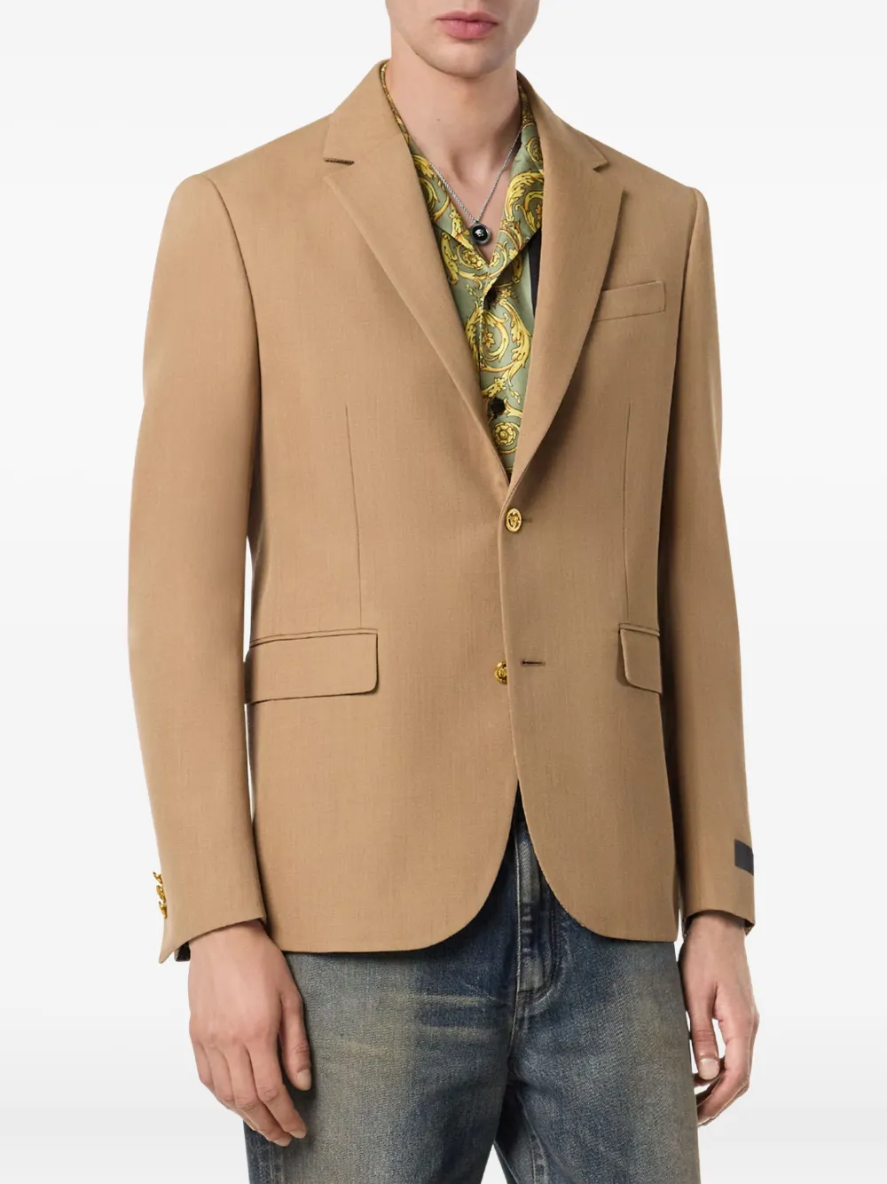Versace Blazer met enkele rij knopen Beige