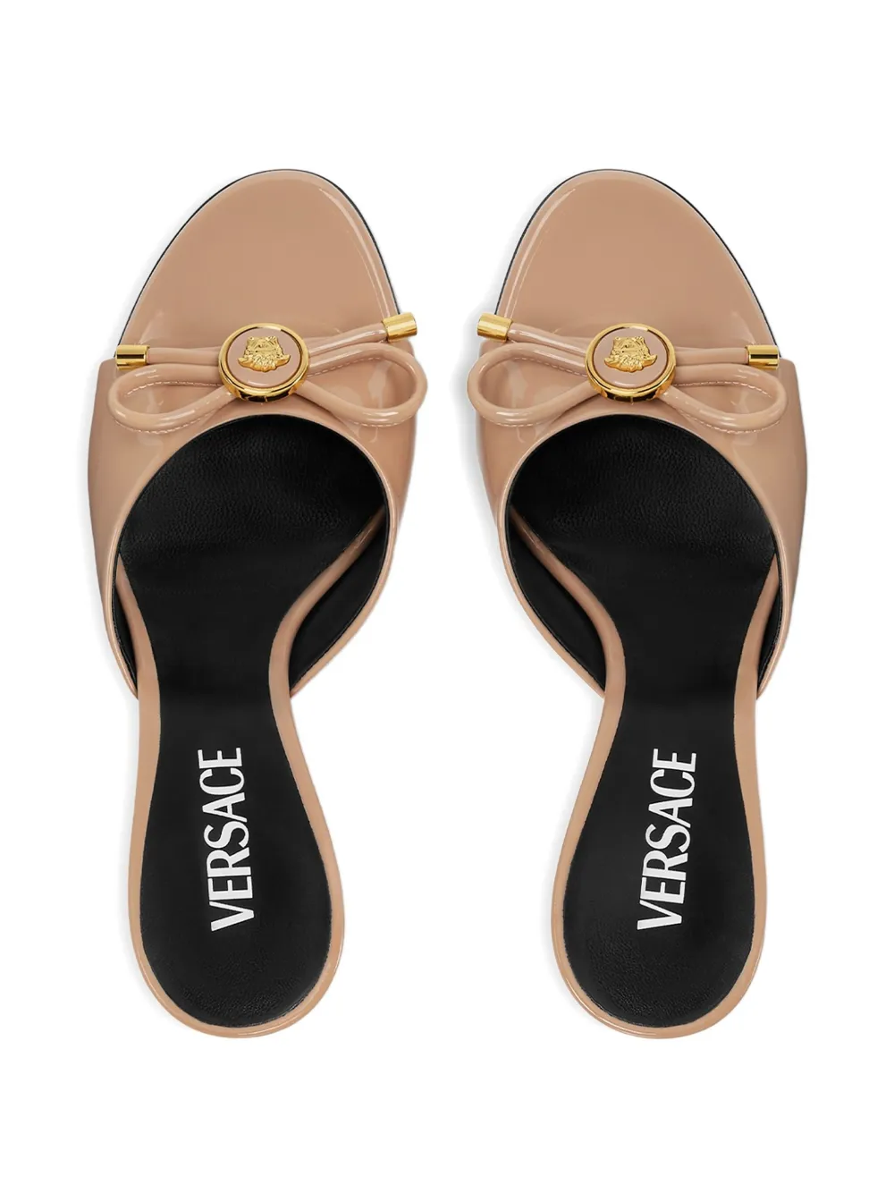 Versace 85mm bow-embellished leather sandals Neutrals
