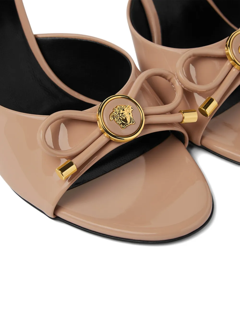 Versace 85mm bow-embellished leather sandals Neutrals