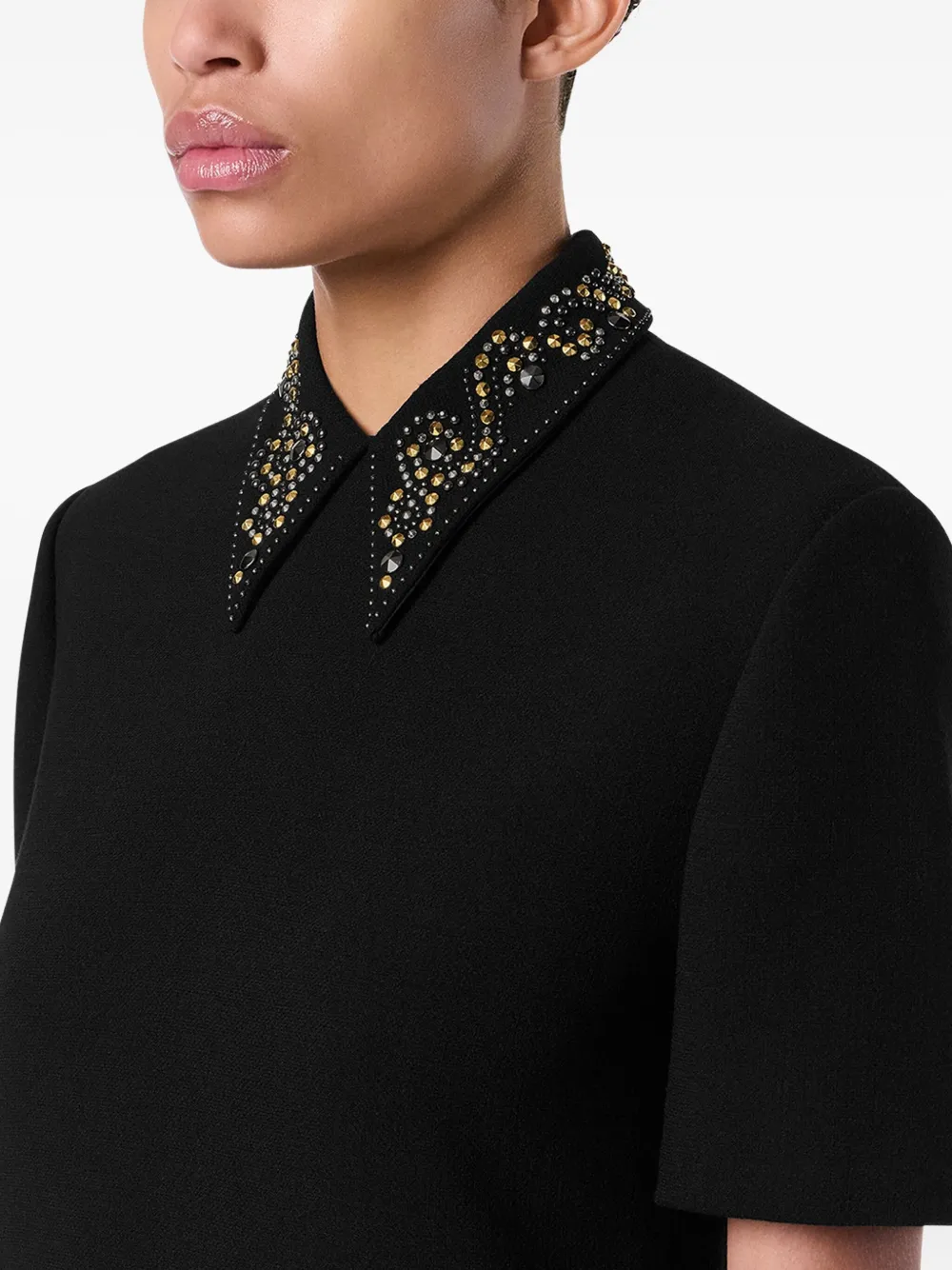 Versace Mini-jurk met verfraaide kraag Zwart