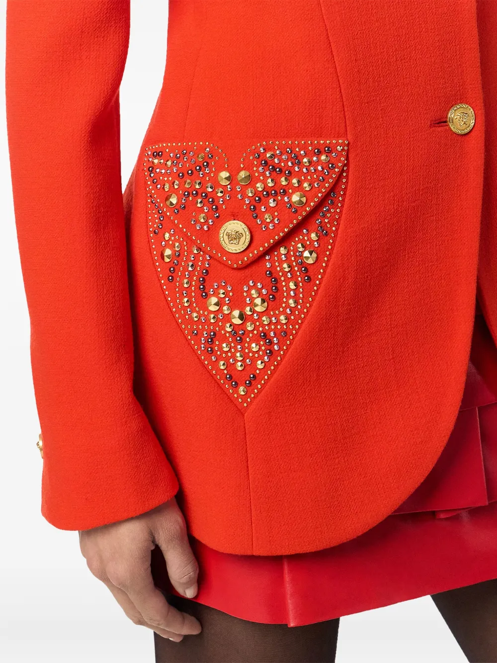 Versace Crystal-embellished Blazer In Red