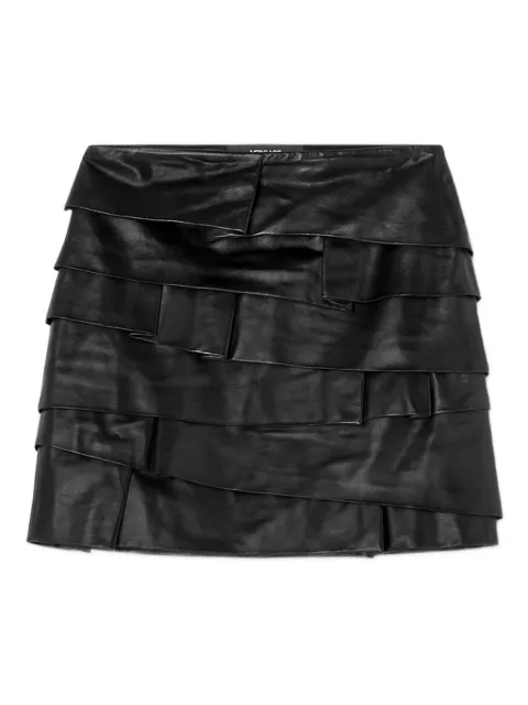 Versace layered ruffle leather skirt