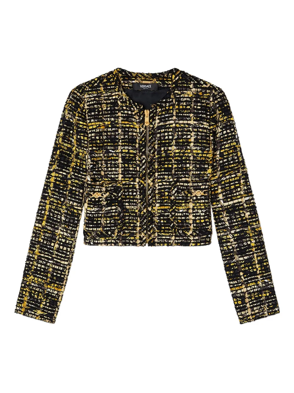 Versace Tweed jack met rits Zwart