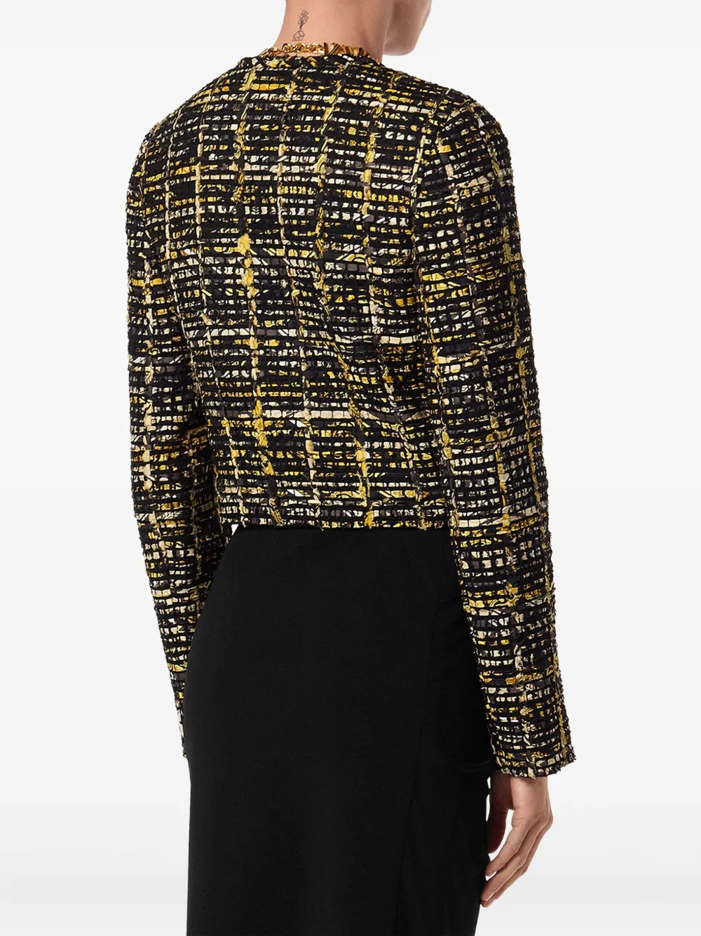 Versace Tweed jack met rits Zwart
