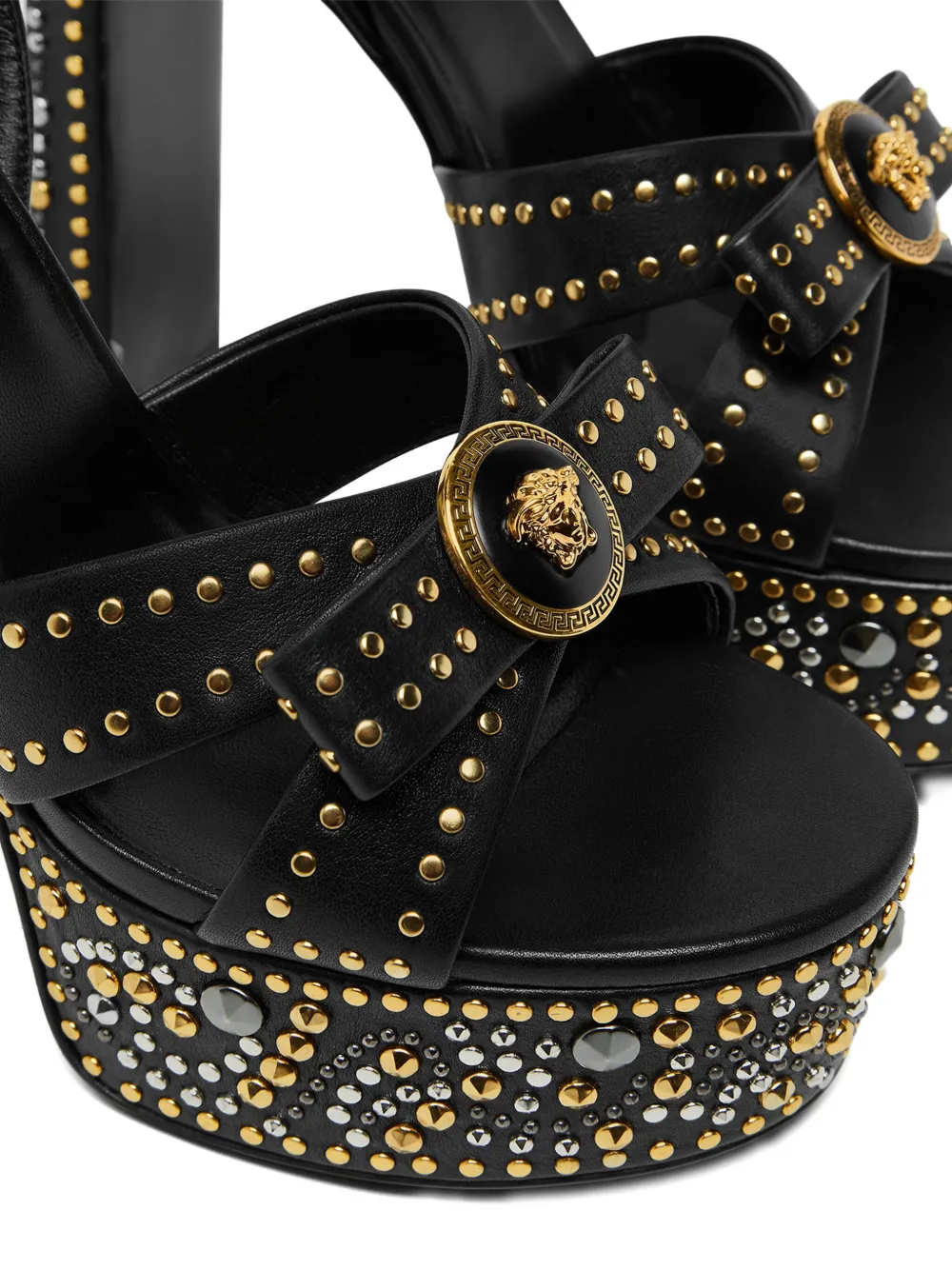 Versace 140mm La Medusa Platform Studded Sandals In Black