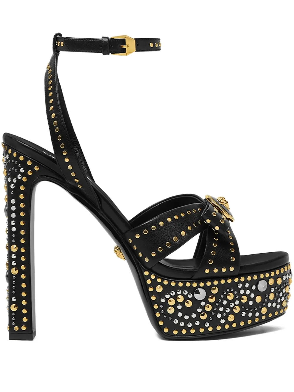 Versace 140mm La Medusa Platform Studded Sandals In Black