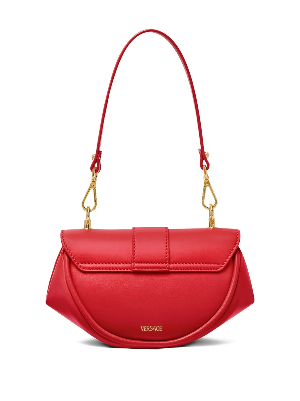 Versace curved-flap leather shoulder bag - Rood
