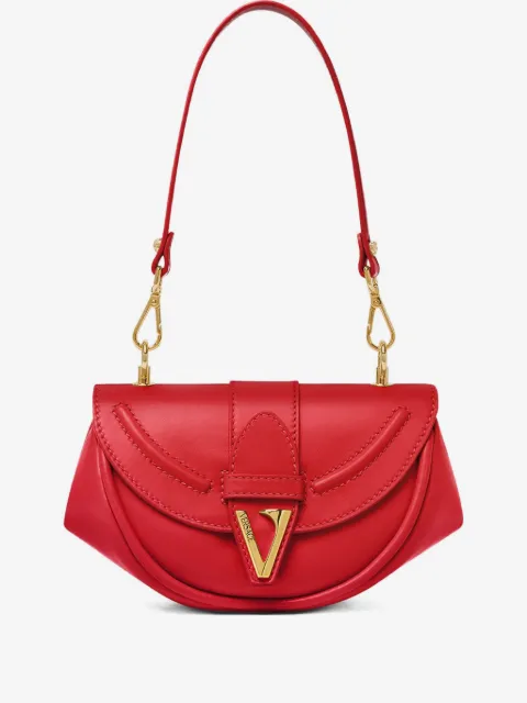 Versace curved-flap leather shoulder bag