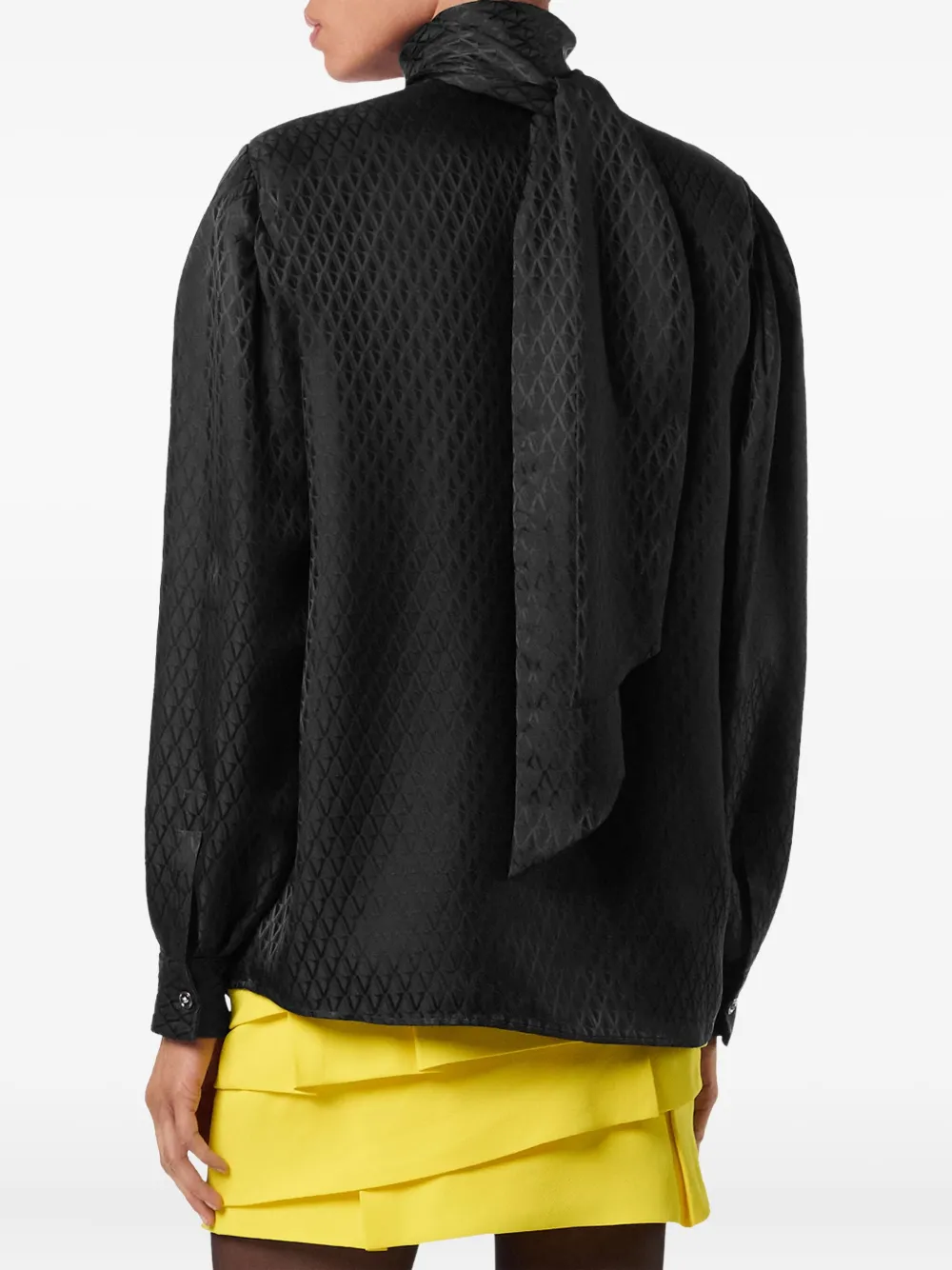 Versace Quilted Tie-neck Shirt In Black
