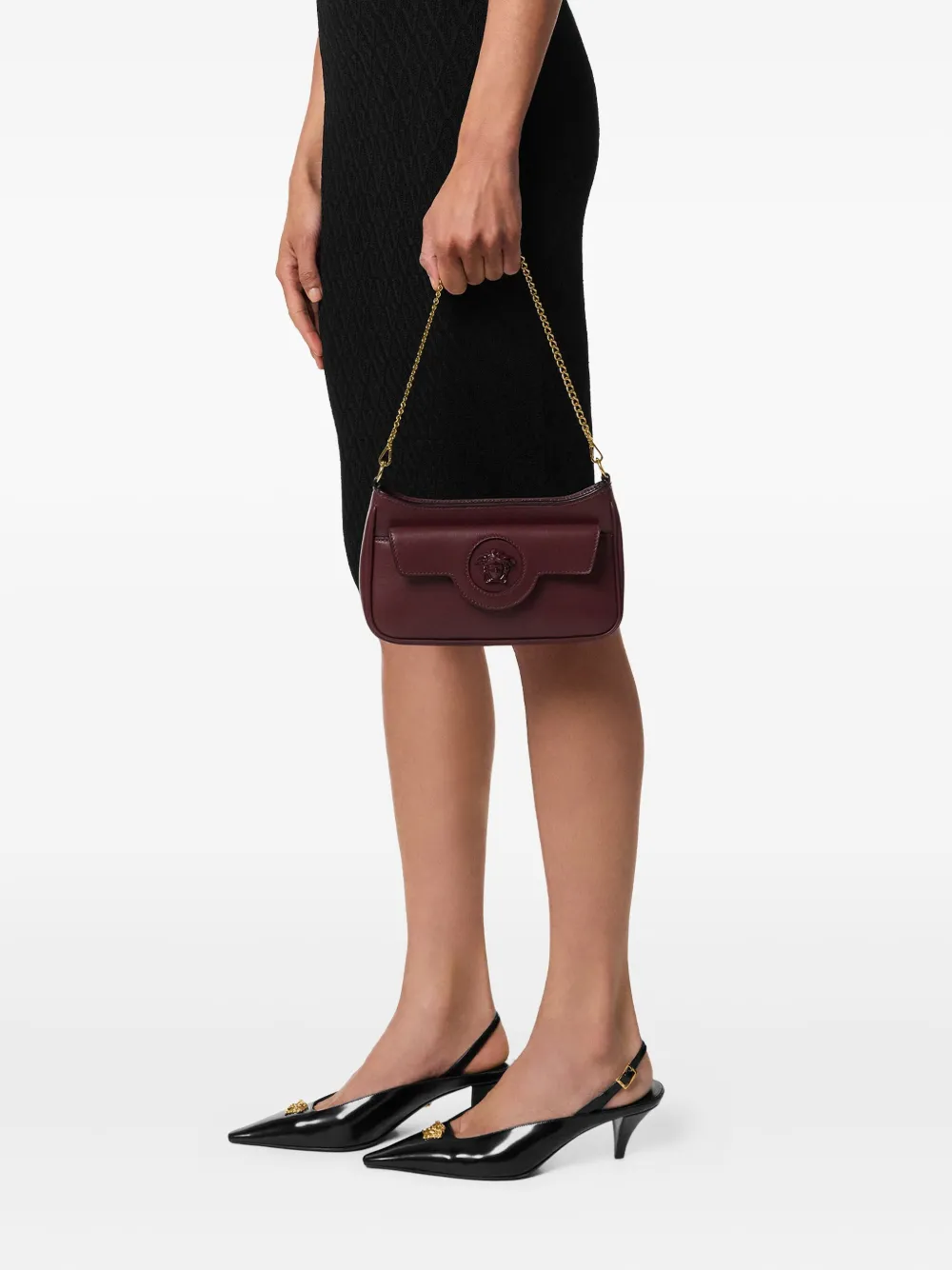 Versace small La Medusa leather shoulder bag - Bruin