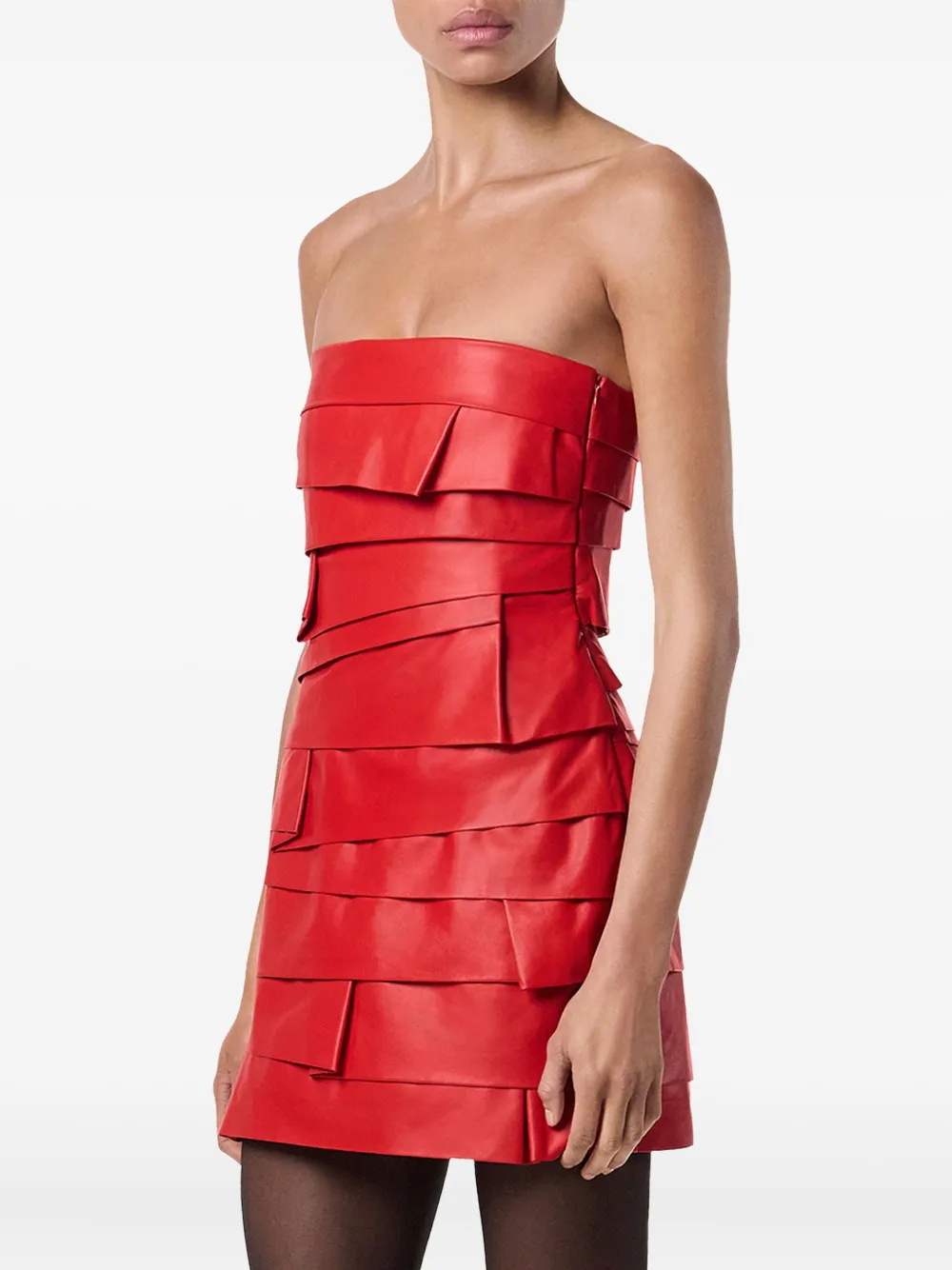Versace Gelaagde strapless mini-jurk Rood