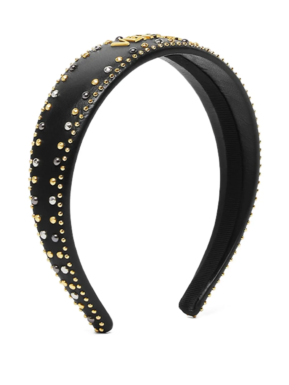 Versace leather logo-plaque studded headband | Black | Image 1