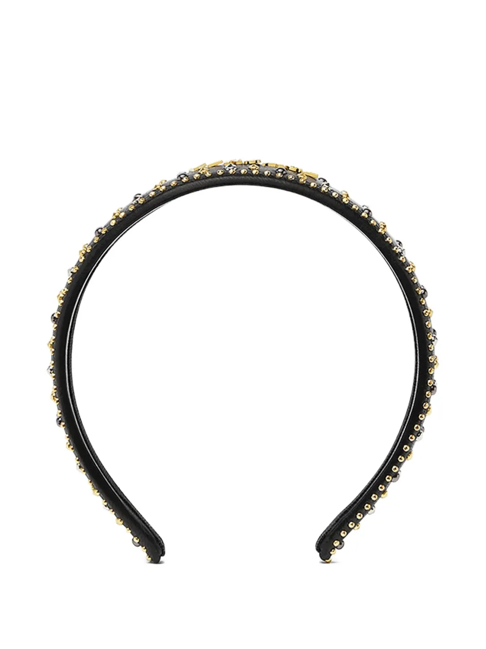 Versace leather logo-plaque studded headband | Image 2