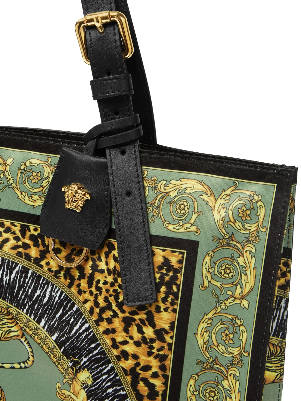 Versace Animal-print Baroque Tote Bag In Green