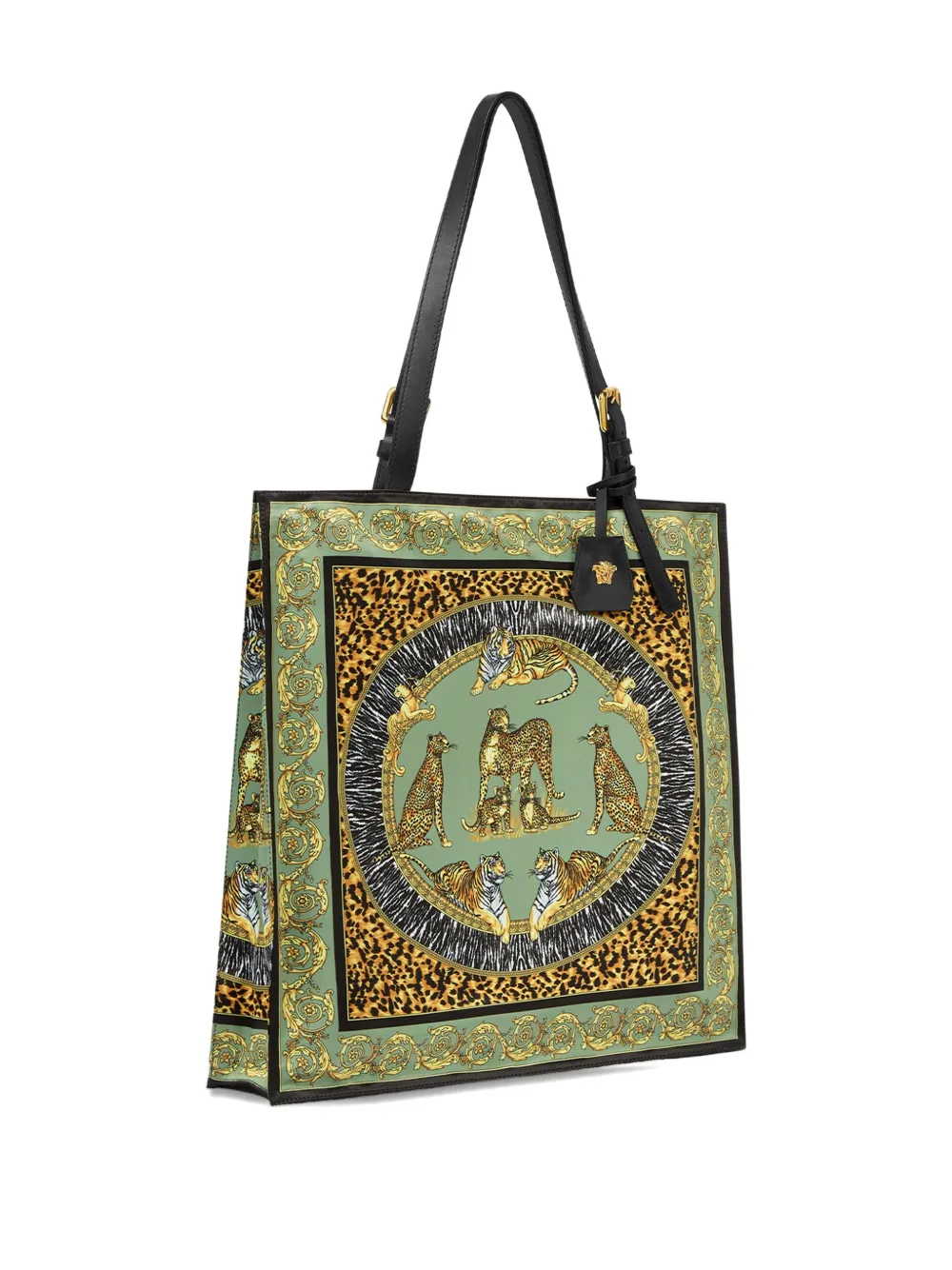 Versace Animal-print Baroque Tote Bag In Green