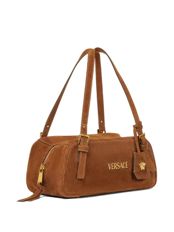Versace Tag Suede Shoulder Bag Brown FARFETCH UK
