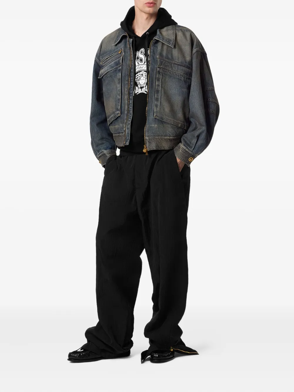 Versace Broek met elastische cuffs - Zwart