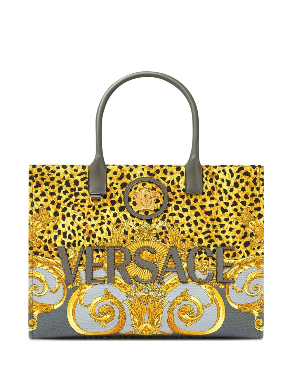 Versace leopard-print baroque tote bag | Grey | Image 1