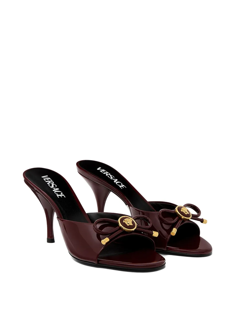 Versace 85mm bow-embellished leather sandals Red