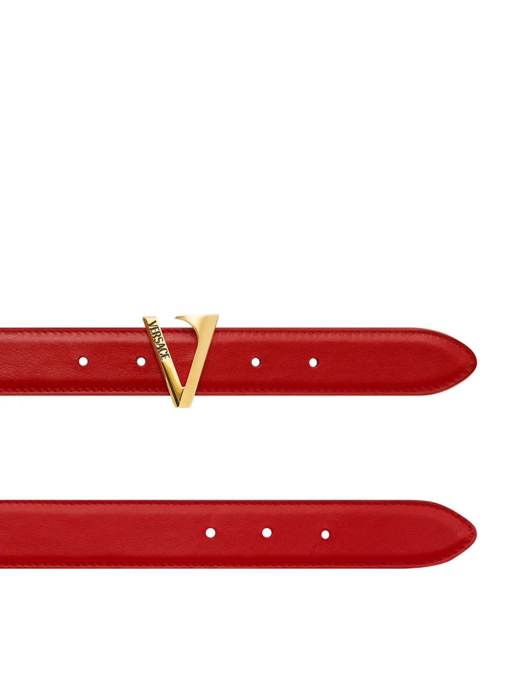 Versace V-buckle leather belt - Rood