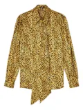 Versace cheetah-print tie-neck blouse - Yellow