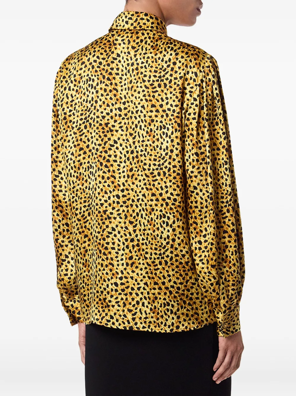 Versace Blouse met luipaardprint en gestrikte hals Geel
