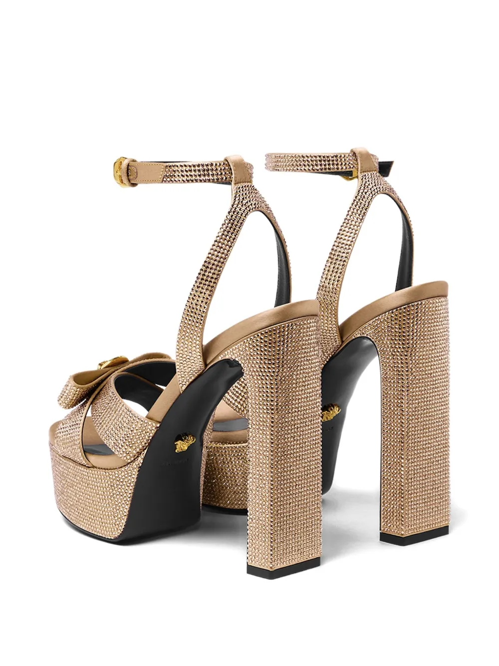 Versace 140 mm sandalen verfraaid met kristallen en plateauzool Bruin