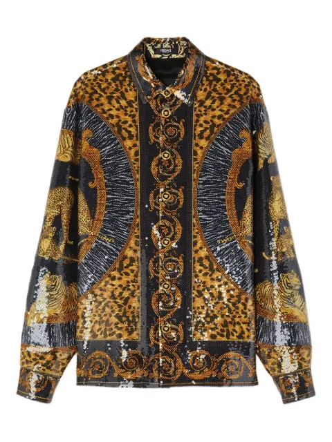 Versace leopard-print sequin-embellished shirt