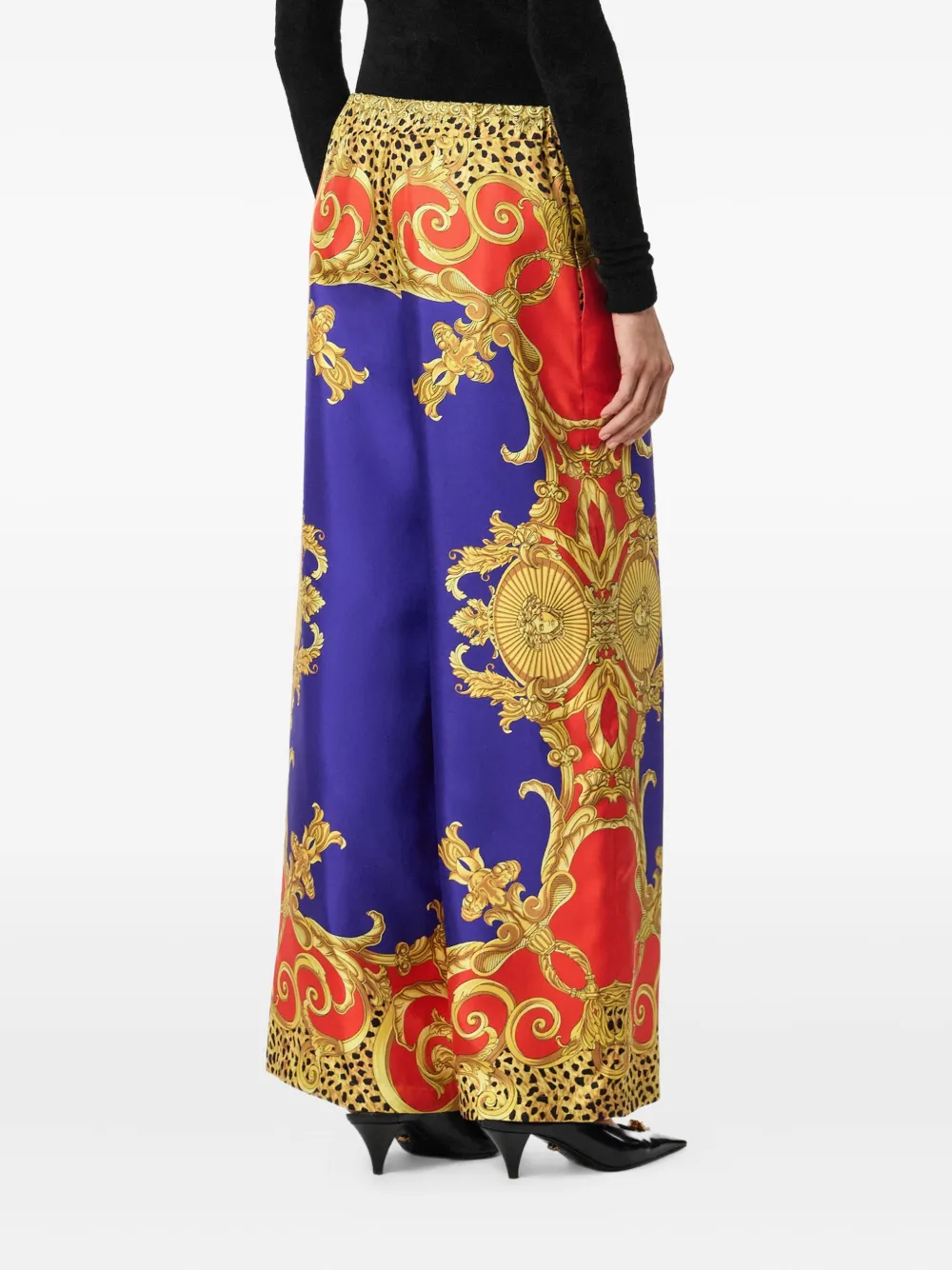 Versace Baroque-print Elastic-waist Trousers In Multi
