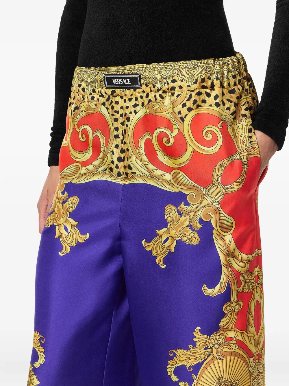Versace Baroque-print Elastic-waist Trousers In Multi