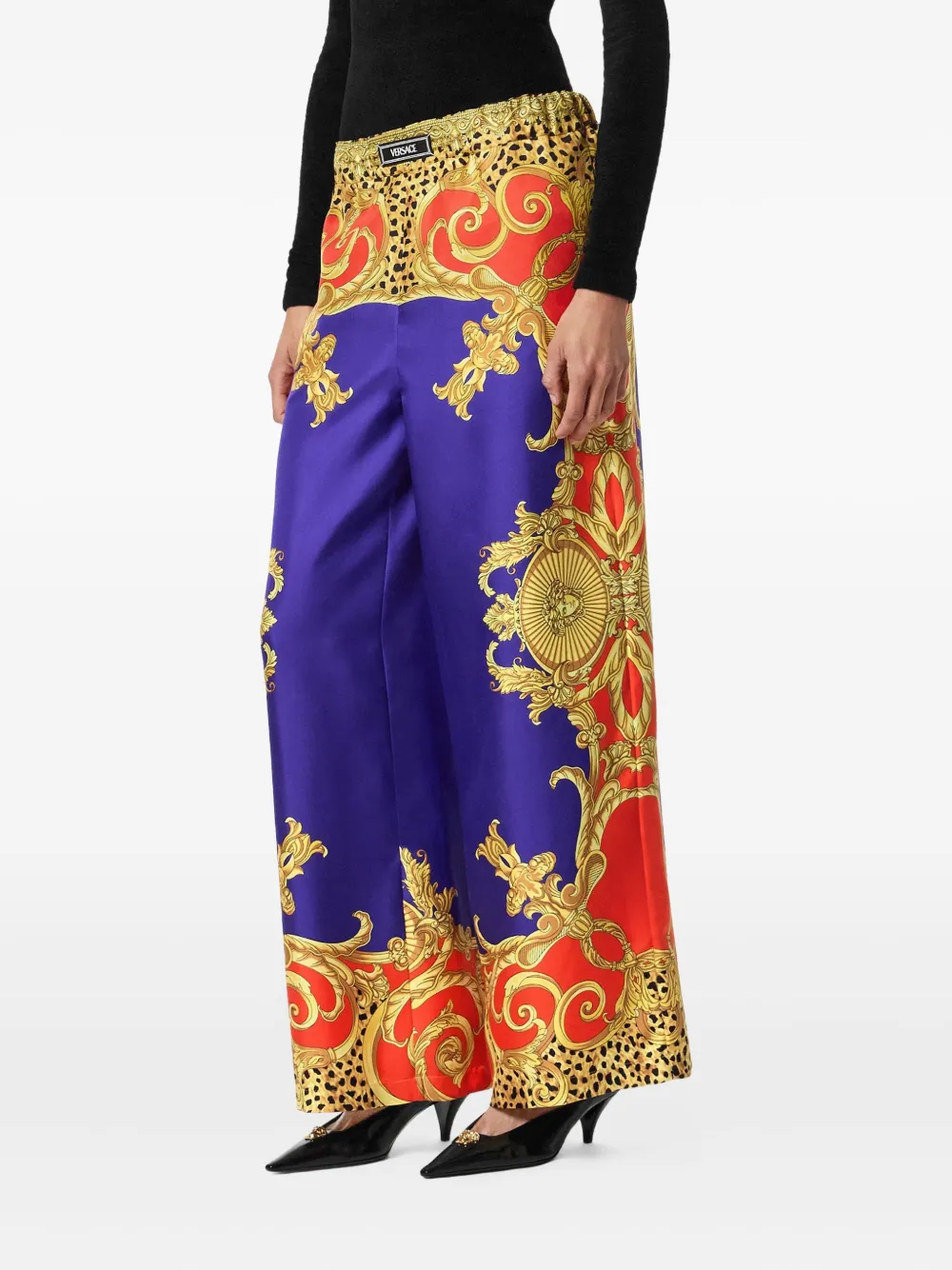 Versace Baroque-print Elastic-waist Trousers In Multi