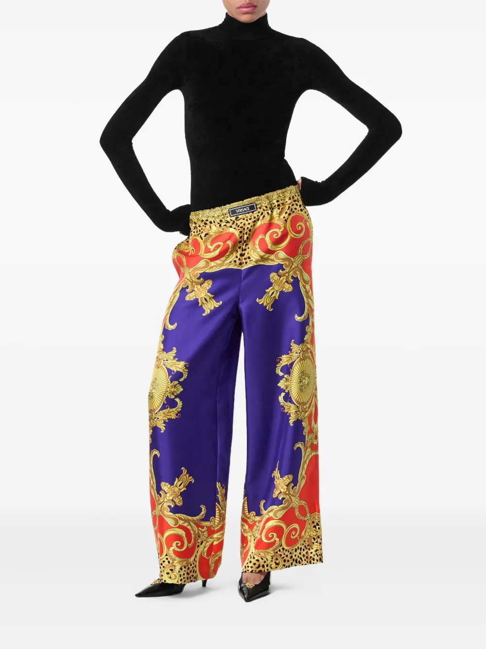 Versace baroque-print elastic-waist trousers - Paars