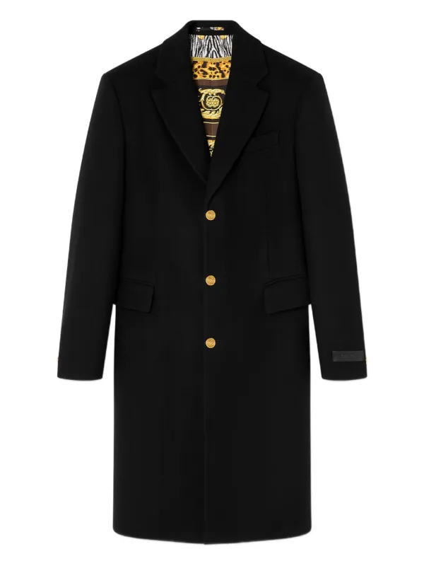 Versace single-breasted Wool Coat | Black | FARFETCH TW
