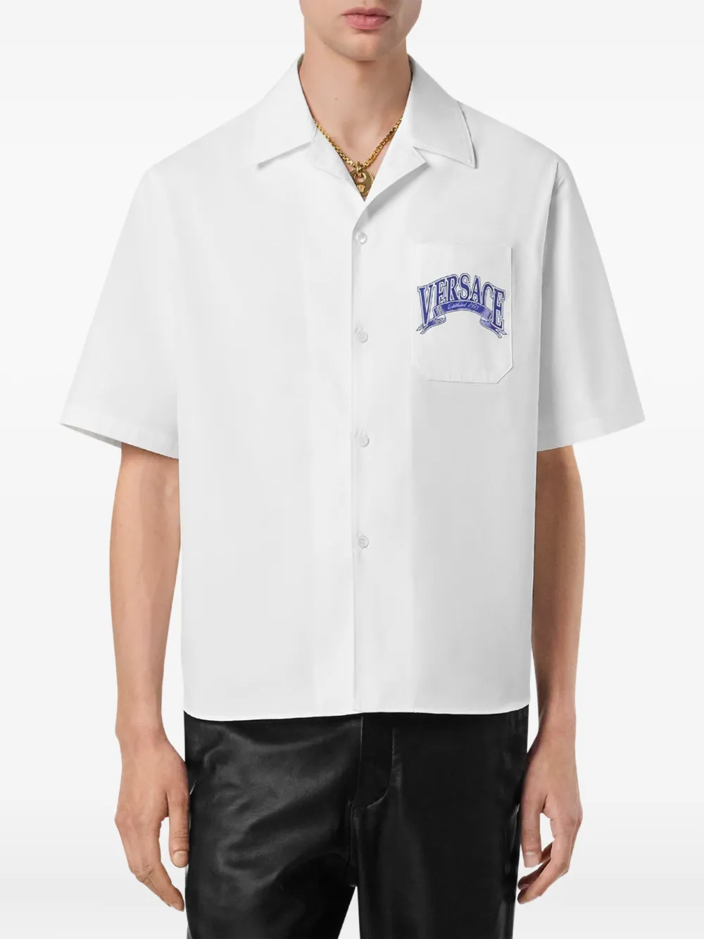 Versace logo-embellished cotton shirt - Wit