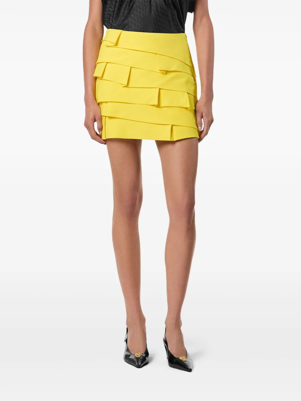 Versace Layered Ruffled Mini Skirt In Yellow