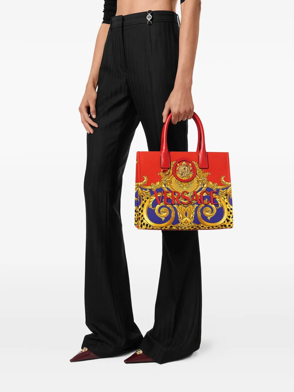 Versace baroque-print tote bag - Rood