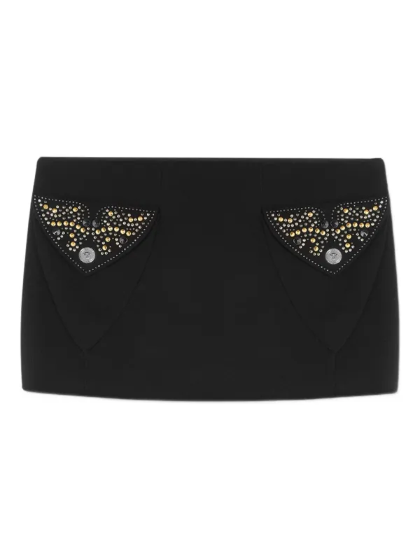 Versace Embellished-pocket Mini Skirt in Black