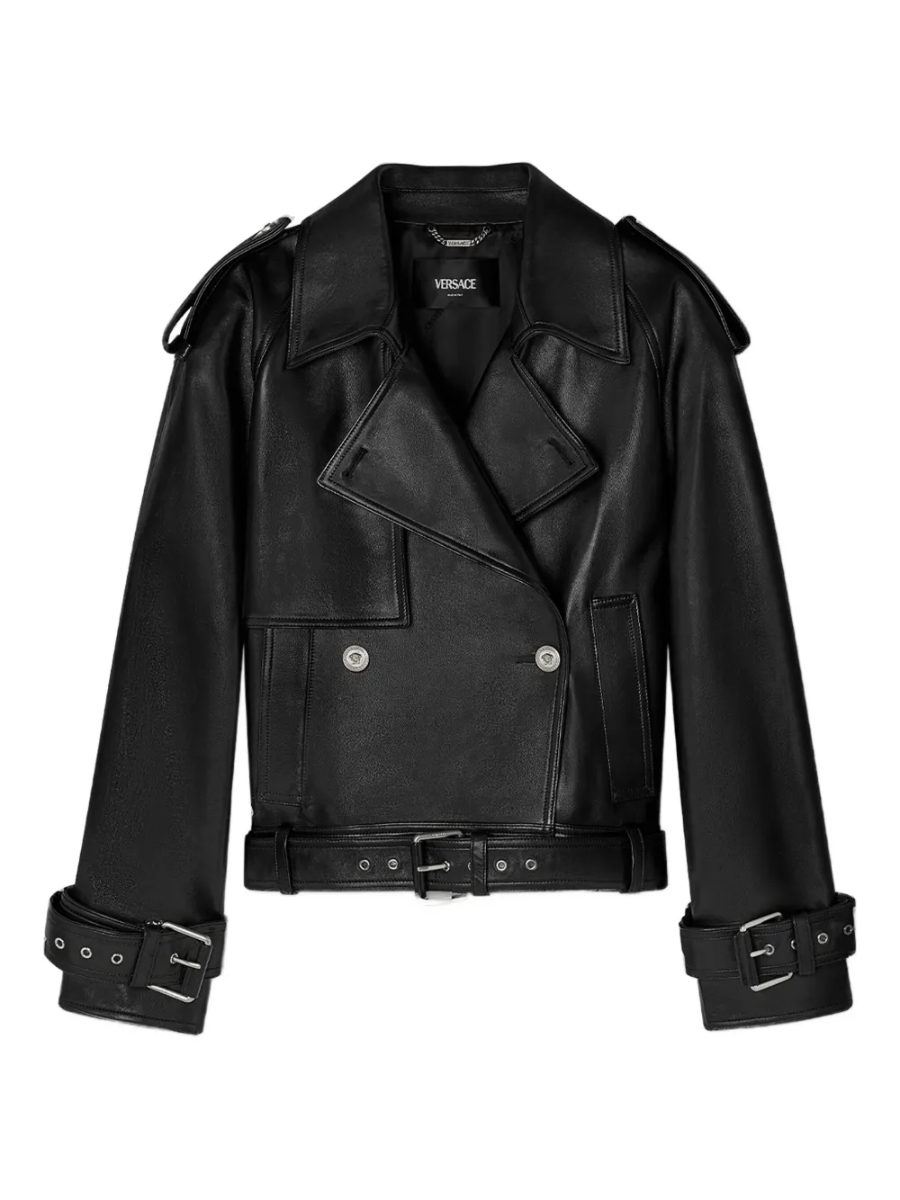 Versace belted leather jacket | Black | Image 1