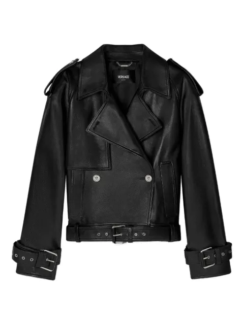 Versace belted leather jacket