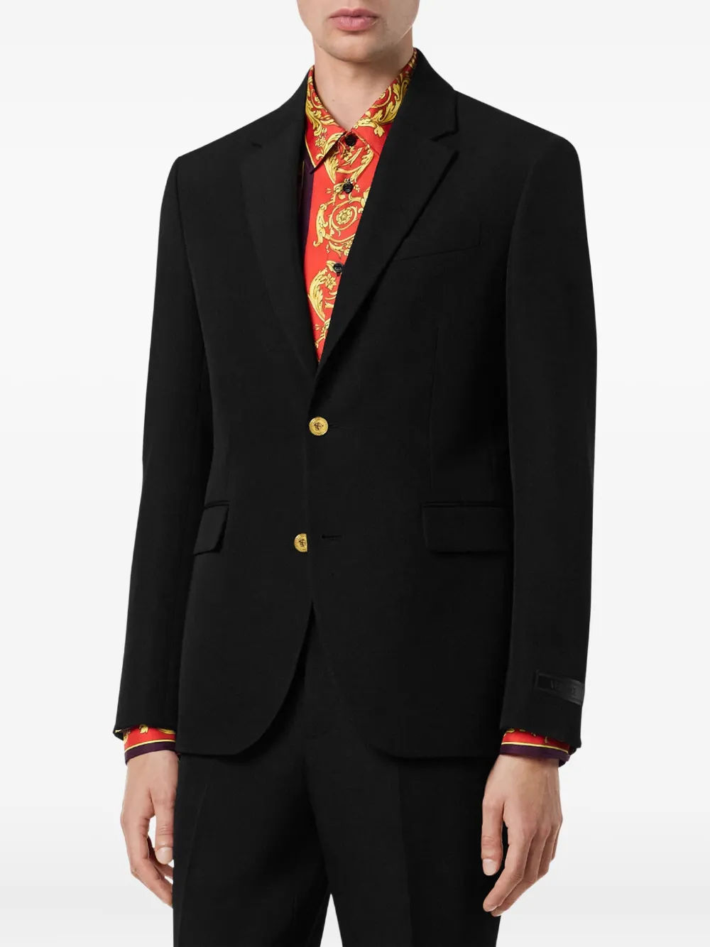 Versace Tailored Single Breasted Blazer With Notched Lapels In Black