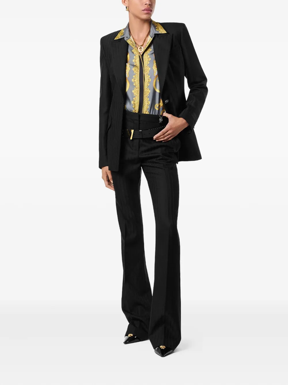 Versace pinstripe-flared trousers - Zwart