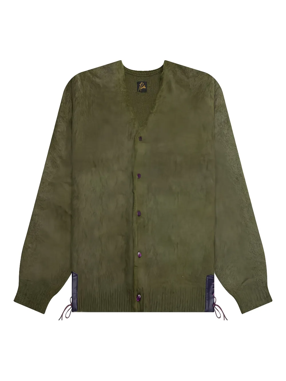 Needles leather-patch cardigan - グリーン Needles leather-patch cardigan - グリーン